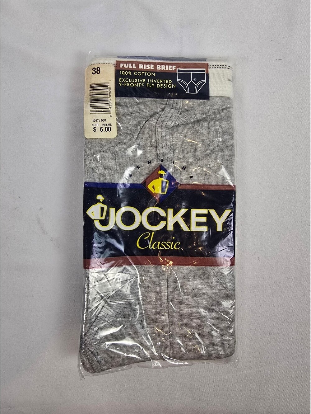 Retired Jockey Classic Full Rise Briefs 100% Cotton Size 38 Gray